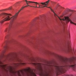 Burgundy and black blouse